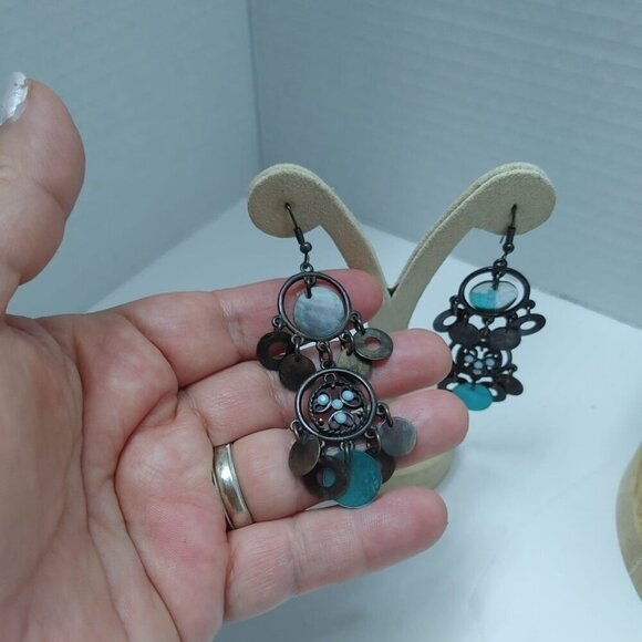 5/$100 Southwestern Style Jewelry Set Blue Faux Pearl Drop Necklace & Earrings - Picture 8 of 9